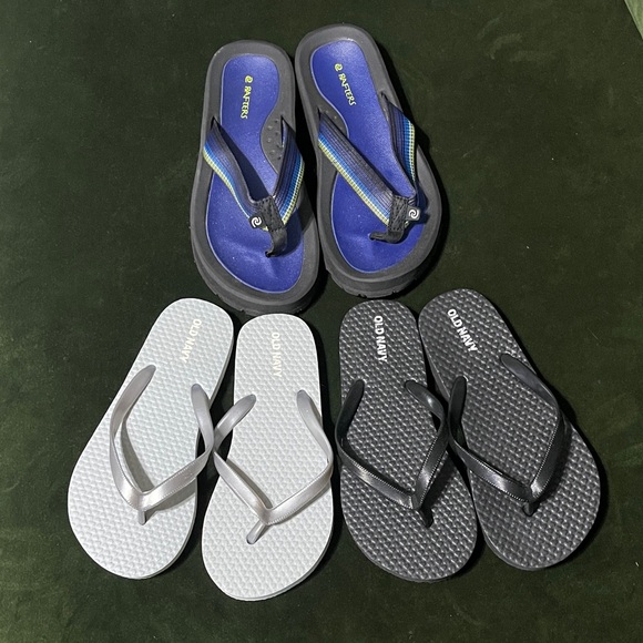 Rafters Other - Blue Rafters Sandals + 2 Pairs of Old Navy Flip Flops - Blue, Silver/Gray, Black